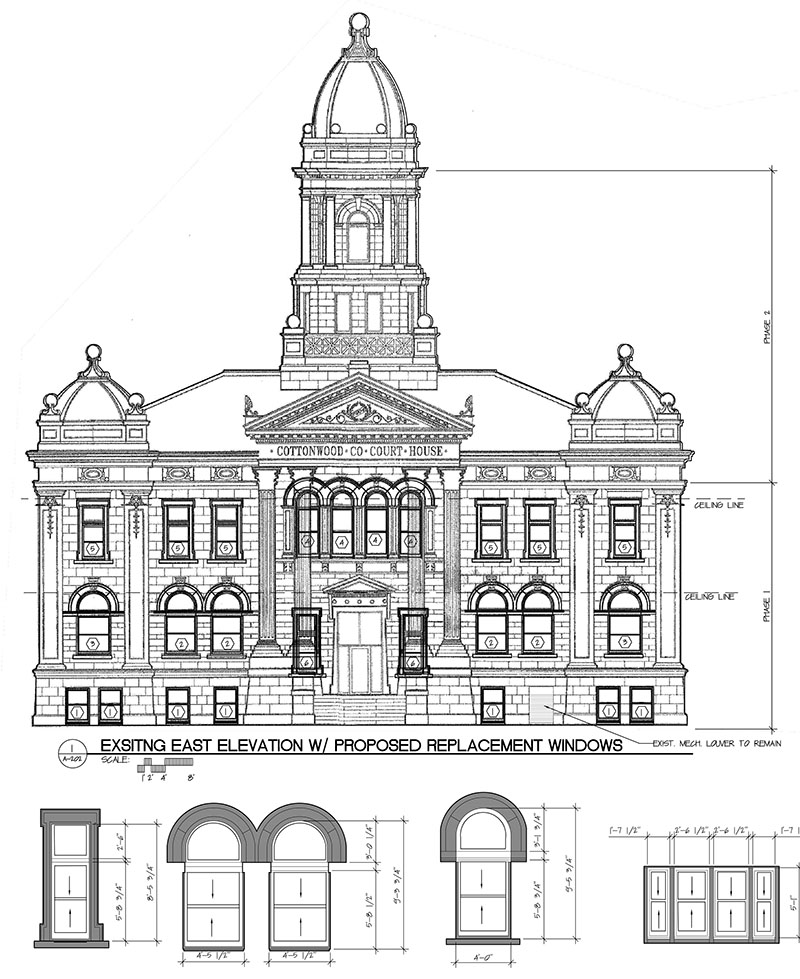 architectural drawing of courthouse