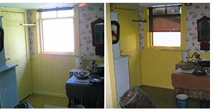 Before and after composite photo of kitchen 