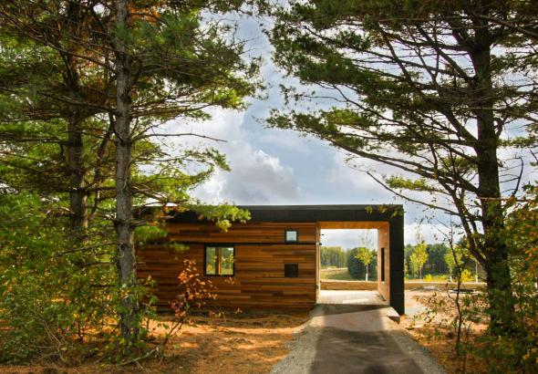 cabin and trees in a park